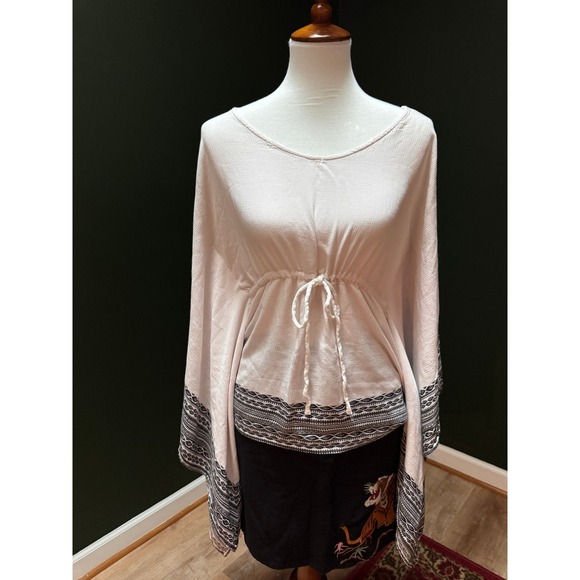 Atmosphere Poncho Top Bell Sleeve Drawstring Waist Bohemian Style - Picture 1 of 6